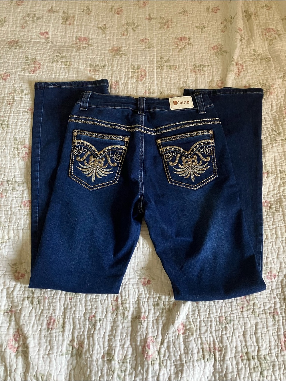 Women's Dark Blue Embroidered Bootcut Jeans